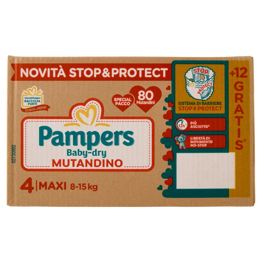 Pampers Baby-dry Mutandino Maxi 80 + 12 pz